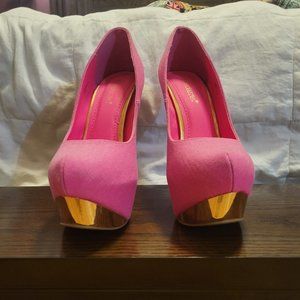 Pink fabric heels